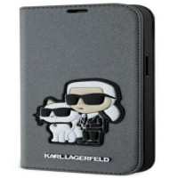 Karl Lagerfeld Atveramie maciņi Karl Lagerfeld Apple iPhone 14 6.1 Saffiano Karl&Choupette bookcase Silver