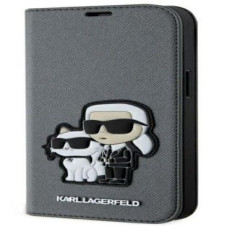 Karl Lagerfeld Atveramie maciņi Karl Lagerfeld Apple iPhone 14 6.1 Saffiano Karl&Choupette bookcase Silver