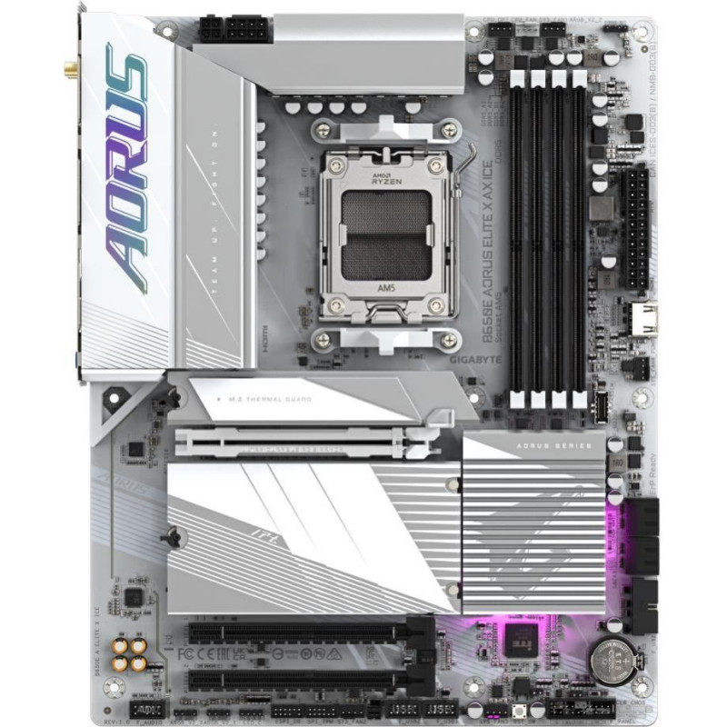 Gigabyte Pamatplate AMD procesorsiem Gigabyte  Mainboard||AMD B650|SAM5|ATX|Memory DDR5|2xPCI-Express 3.0 16x|1xPCI-Express 5.0 16x|3xM.2|1xHDMI|1xDisplayPort|2xUSB 2.0|5xUSB 3.2 type B|2xUSB 3.2|1xUSB-C|1xRJ45|3xAudio port|B650EAELITEXICE