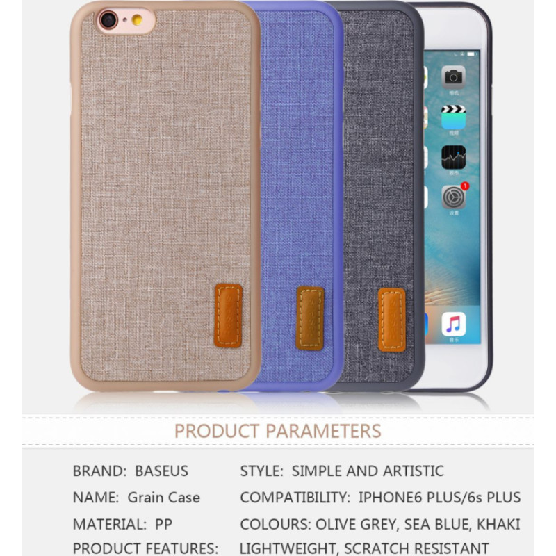 Baseus Aizmugurējais vāciņš Baseus Apple Grain Case For iPhone6 Plus/iPhone6S Plus WIAPIPH6SP-BW03 Sea Blue