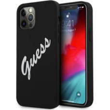 Guess Aizmugurējais vāciņš Guess Apple iPhone 12 Pro Max 6.7'' Vintage White Script Silicone Cover Black