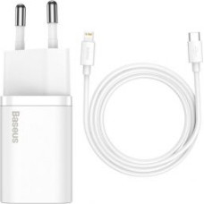 Baseus Adapteris Baseus  Baseus Super Si 1C fast charger USB Type C 20W Power Delivery + USB Type C - Lightning cable 1m white (TZCCSUP-B02)