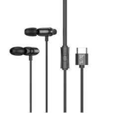 Hoco Vadu austiņas Hoco  M122 Power metal universal digital earphones with microphone Type-C Black