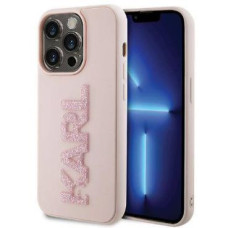 Karl Lagerfeld Aizmugurējais vāciņš Karl Lagerfeld Apple iPhone 15 Pro HC 3D LOGO GLITTER Pink