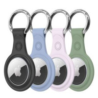 Dux Ducis Smart tag aksesuārs Dux Ducis - Dux Ducis 4pcs set Silicone flexible cover keychain loop case for Apple AirTag (Black / Green / Pink / Blue)