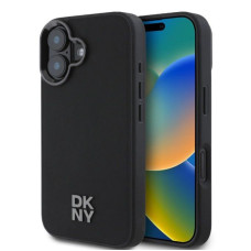 Dkny Aizmugurējais vāciņš DKNY Apple iPhone 16 PU Leather Stack Logo Magsafe Case Black
