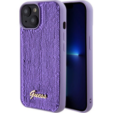 Guess Aizmugurējais vāciņš Guess - Guess Sequin Script Logo Case for iPhone 15 Purple
