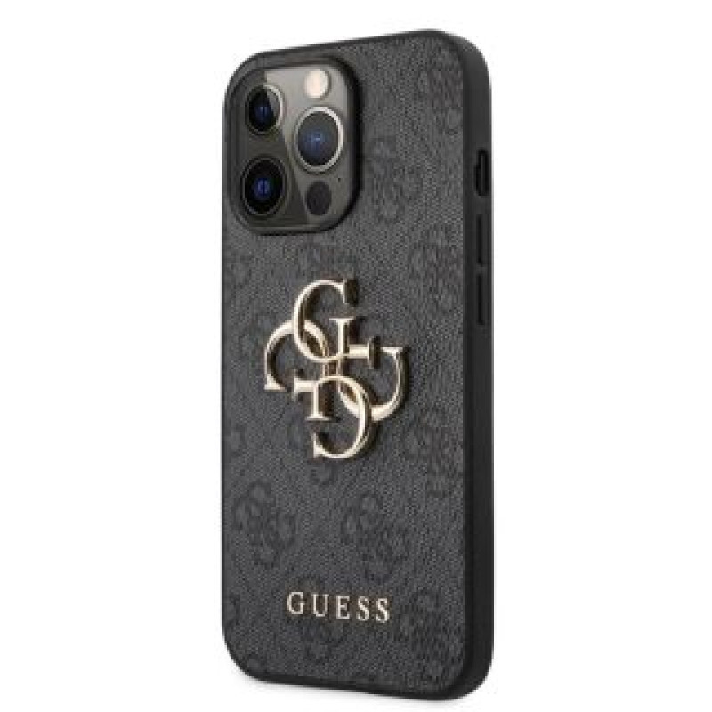 Guess Aizmugurējais vāciņš Guess - Guess PU 4G Metal Logo Case for iPhone 13 Pro Max Grey