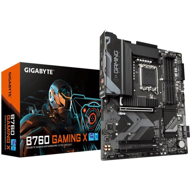 Gigabyte Pamatplate Intel procesorsiem Gigabyte  Mainboard||Intel B760 Express|LGA1700|ATX|Memory DDR5|Memory slots 4|2xPCI-Express 3.0 16x|1xPCI-Express 4.0 16x|3xM.2|1xHDMI|1xDisplayPort|5xUSB 2.0|2xUSB 3.2|1xUSB-C|1xRJ45|6xAudio port|B760GAMINGX