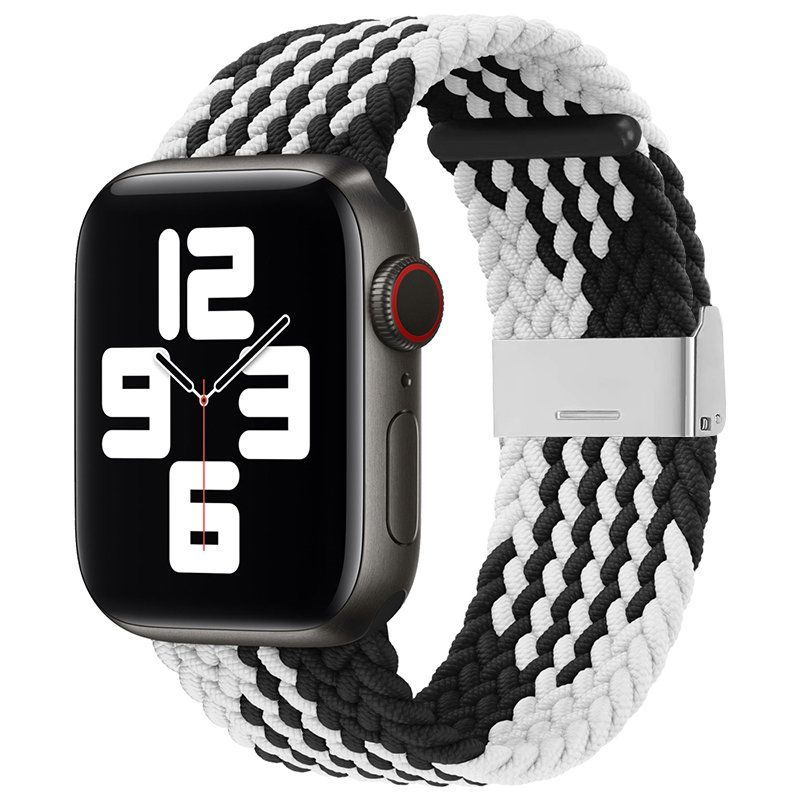 Ilike Siksniņa iLike Apple Watch 38/40/41mm Braided Fabric Strap Black White