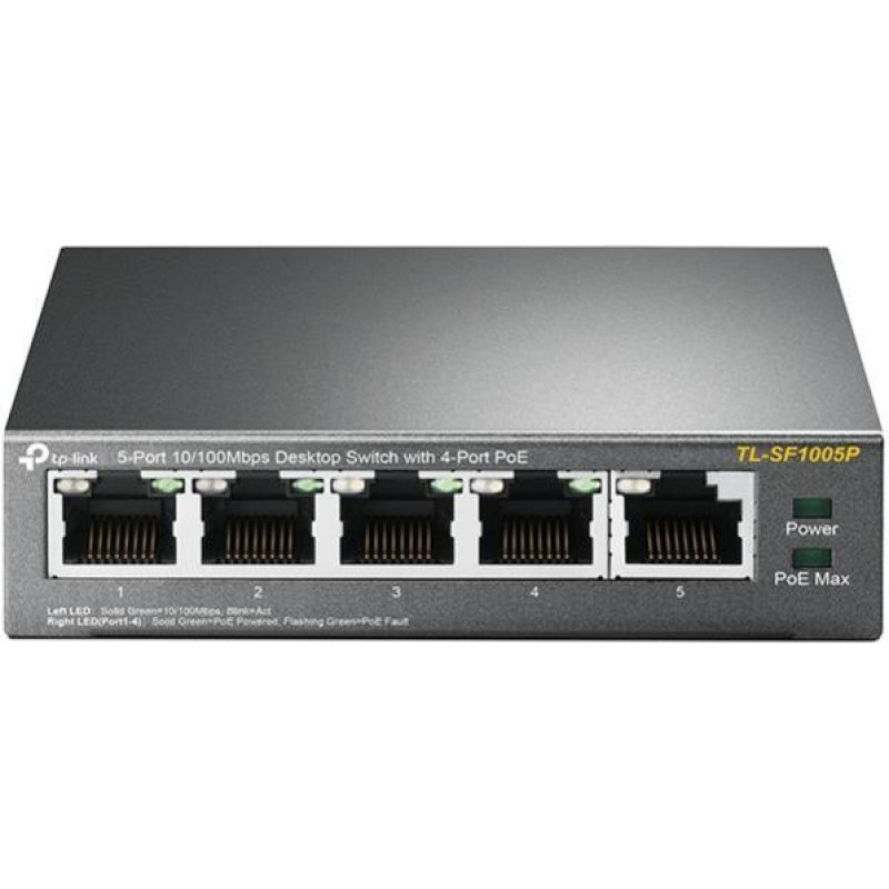 Tp-Link Nevadāms centrmezgls TP-Link  Switch||Desktop/pedestal|5x10Base-T / 100Base-TX|PoE ports 4|TL-SF1005P