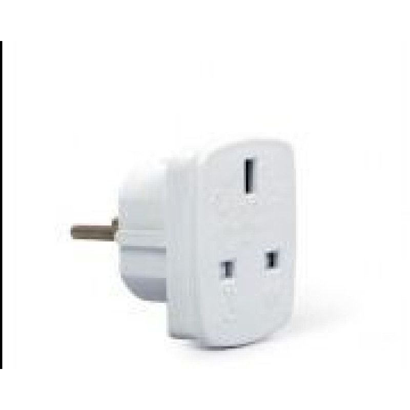 Gembird Adapteris Gembird  AC power adapter, UK socket to EU Schuko plug, 7.5 A White, Travel adapter