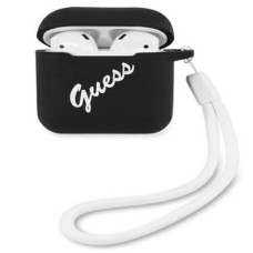 Guess Maciņš austiņām Guess Apple AirPods 1/2 cover Silicone Vintage case Black