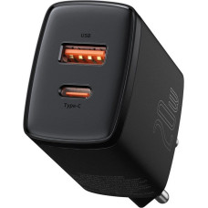 Baseus Adapteris Baseus  Baseus Compact fast charger USB / USB Type C 20W 3A Power Delivery Quick Charge 3.0 black (CCXJ-B01)
