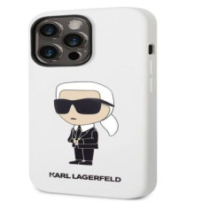 Karl Lagerfeld Aizmugurējais vāciņš Karl Lagerfeld Apple iPhone 14 Pro Liquid Silicone Ikonik NFT Case White