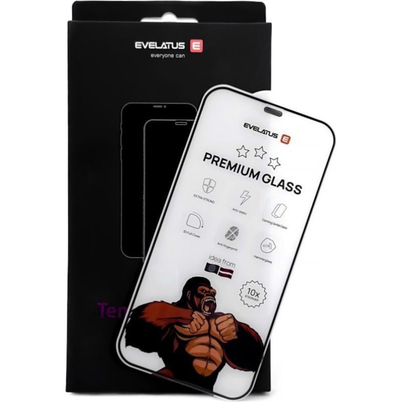 Evelatus Aizsargstikls Evelatus Apple Apple iPhone XR/11 Corning Gorilla Glass Anti-Static 3D Full Cover 10X Stronger