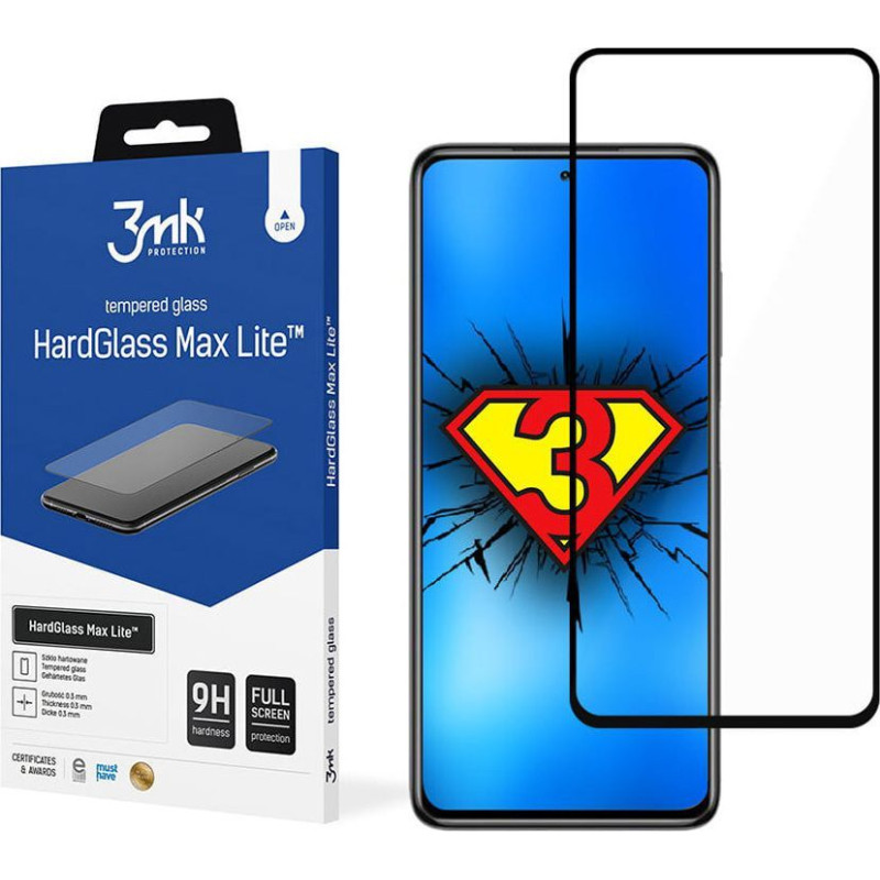 3MK Aizsargstikls 3MK Xiaomi POCO X3 GT Black - HardGlass Max Lite