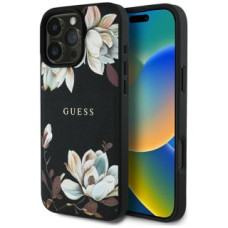 Guess Aizmugurējais vāciņš Guess - Etui Guess Grained Printed Flower         Pattern MagSafe for Apple iPhone 16 Pro Black