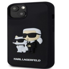 Karl Lagerfeld Aizmugurējais vāciņš Karl Lagerfeld Apple iPhone 15 Rubber Karl and Choupette Case Black