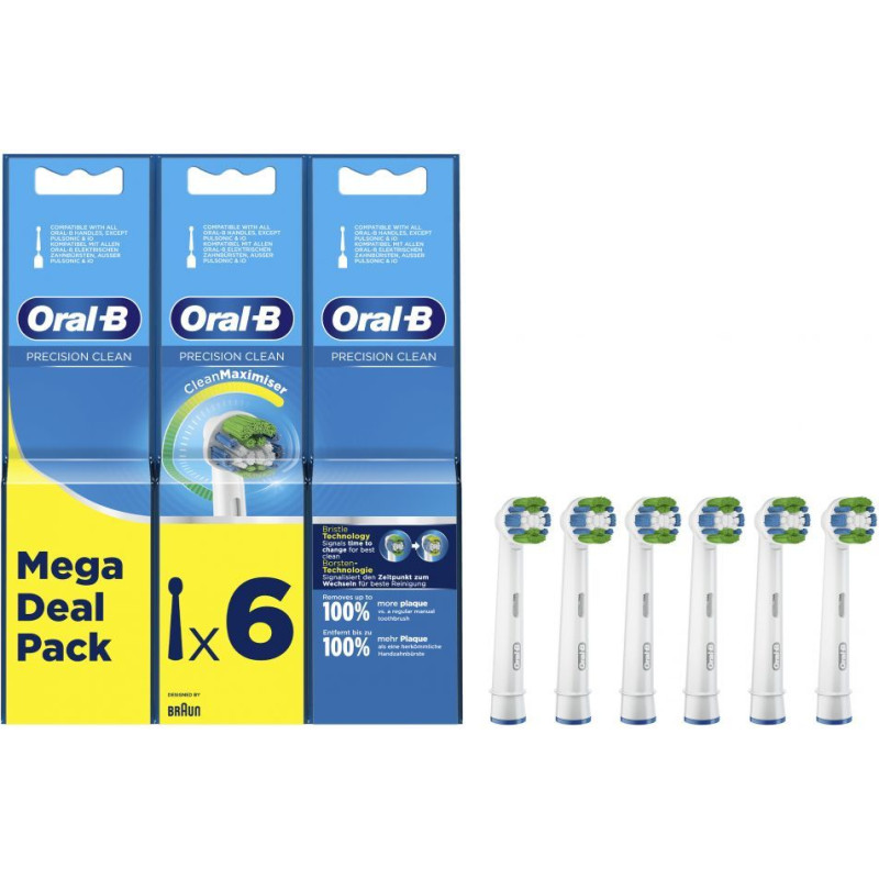 Oral-B Zobu birste Oral-B  Precision Clean Replaceable Toothbrush Heads | Heads | For adults | Number of brush heads included 6 | White