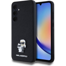 Karl Lagerfeld Aizmugurējais vāciņš Karl Lagerfeld - Karl Lagerfeld PU Saffiano Metal Karl and Choupette Case for Samsung Galaxy A35 5G Black