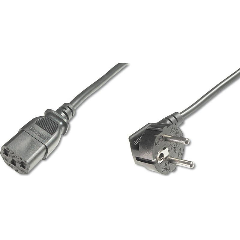 Digitus Kabelis Digitus  Power Cord, Schuko (CEE 7/7 ) 90ø angled - C13 M/F, H05VV-F3G 0.75qmm 0.75 m, Black