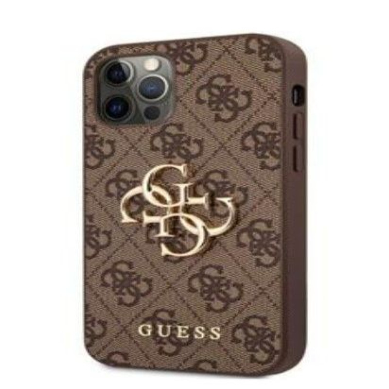 Guess Aizmugurējais vāciņš Guess Apple Metal Logo Case for iPhone 12/12 Pro Brown