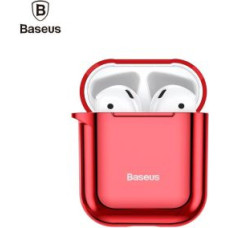 Baseus Aizmugurējais vāciņš Baseus  Metallic Shining Ultra-thin Silicone Protector Case with Hook for Airpods 1 / 2 Red