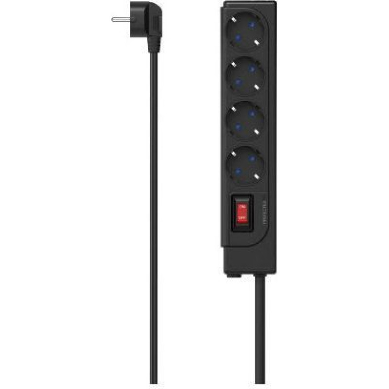 Hama Parveidotājs Hama  Power strip (+ switch) Black PG connector Black