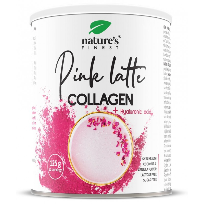 Nature’s Finest Pink Collagen Latte maisījums ar kolagēnu un vaniļas garšu 125g.