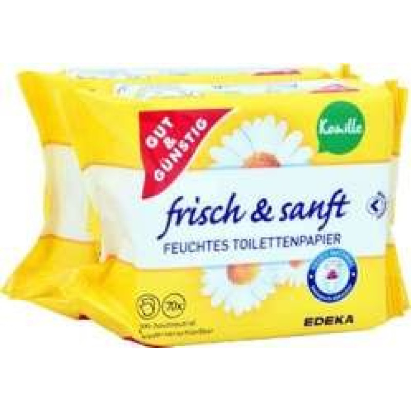 Gut&Gunstig mitrās higiēnas salvetes ar kumelīšu ekstraktu  2x70gb.