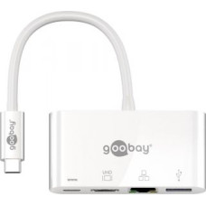 Goobay Cita datorprece Goobay  USB-C Multiport Adapter (HDMI + Ethernet, PD)  62105 White