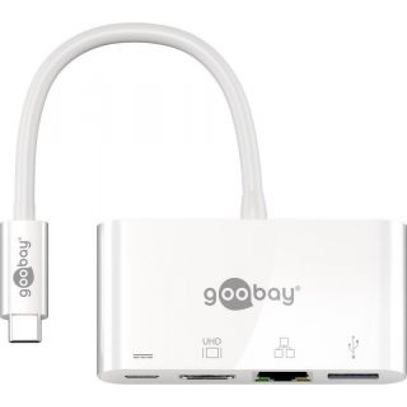 Goobay Cita datorprece Goobay  USB-C Multiport Adapter (HDMI + Ethernet, PD)  62105 White