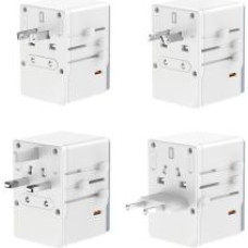 Dudao Adapteris Dudao  Dudao A35Pro 35W EU / UK / AUS / US / JP travel adapter 3x USB-C 2x USB-A - white