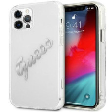 Guess Aizmugurējais vāciņš Guess Apple iPhone 12 Pro Max 6.7 hardcase Vintage Script Silver Transparent