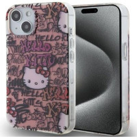Hello Kitty Aizmugurējais vāciņš Hello Kitty Apple iPhone 15 6.1 hardcase IML Tags Graffiti Pink