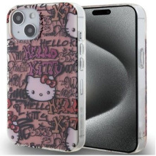 Hello Kitty Aizmugurējais vāciņš Hello Kitty Apple iPhone 15 6.1 hardcase IML Tags Graffiti Pink