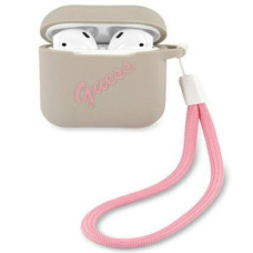 Guess Maciņš austiņām Guess Apple AirPods 1/2 cover Silicone Vintage case Grey