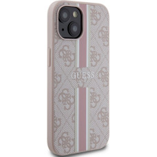 Guess Aizmugurējais vāciņš Guess Apple iPhone 15 Case Cover 4G Printed Stripes Pink