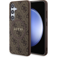 Guess Aizmugurējais vāciņš Guess - Guess PU Leather 4G Colored Ring MagSafe Case for Samsung Galaxy S24 Brown