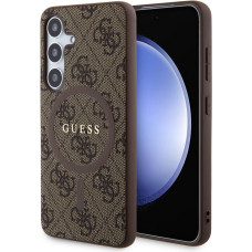 Guess Aizmugurējais vāciņš Guess - Guess PU Leather 4G Colored Ring MagSafe Case for Samsung Galaxy S24 Brown