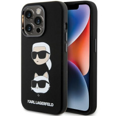 Karl Lagerfeld Aizmugurējais vāciņš Karl Lagerfeld Apple Karl Lagerfeld Silicone Karl&Choupette Head case for iPhone 15 Pro - black