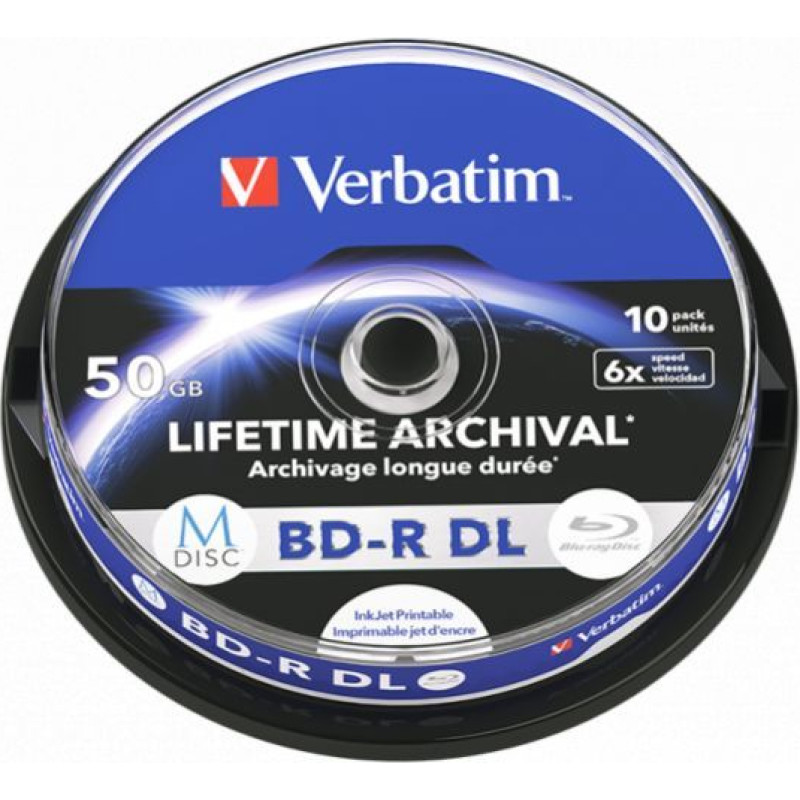 Verbatim Datoru piederumi Verbatim  VERBATIM M-Disc BD-R DL 6X 50GB Inkjet