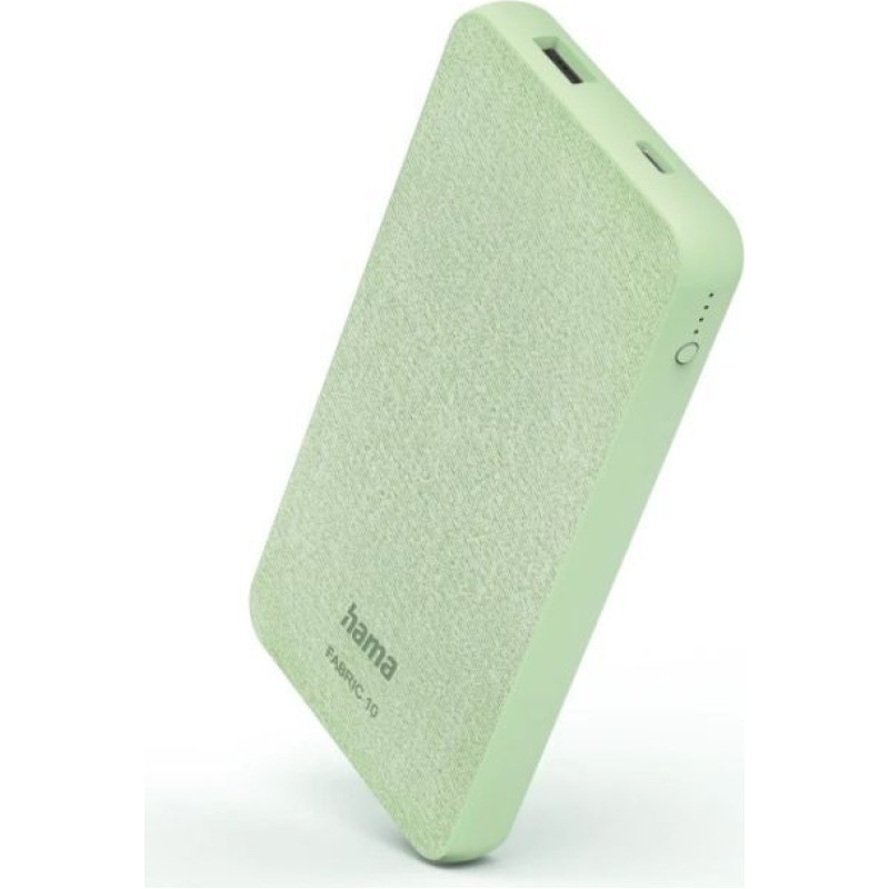 Hama Ārējais akumulators Hama  Hama 00201660 Fabric 10 Power Pack 10000mAh Smoke Green