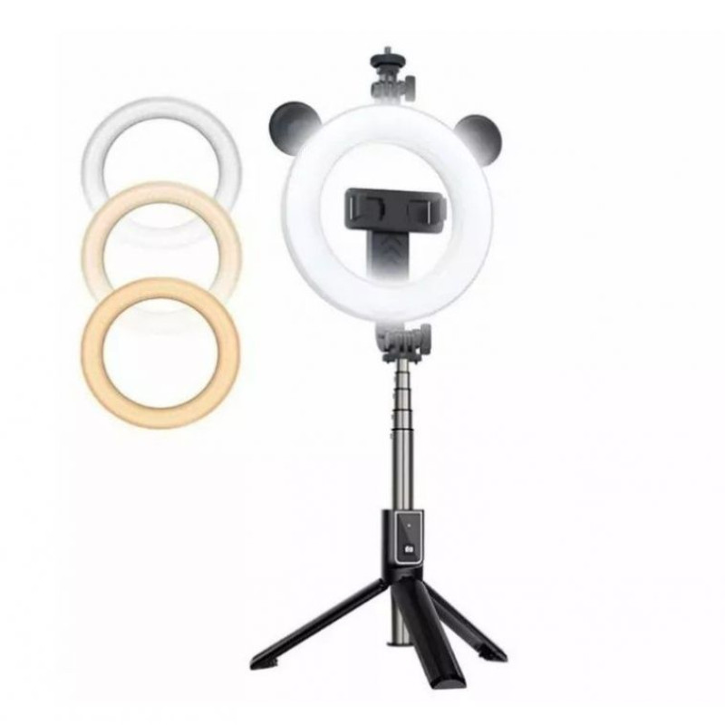 CP Selfie nūja CP  X4 LED 16cm Rechargeable Selfie Lamp with BT Remote&Handle + Floor Stand 20-90cm + Phone Holder
