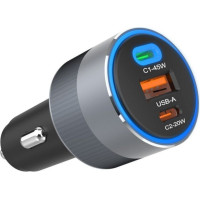 Forcell Auto lādētāji Forcell  FORCELL F-ENERGY Alu car charger 2 x Type C + USB A PD QC4.0 SFC 2.0 4,5A 65W gray