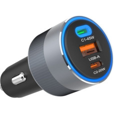 Forcell Auto lādētāji Forcell  FORCELL F-ENERGY Alu car charger 2 x Type C + USB A PD QC4.0 SFC 2.0 4,5A 65W gray