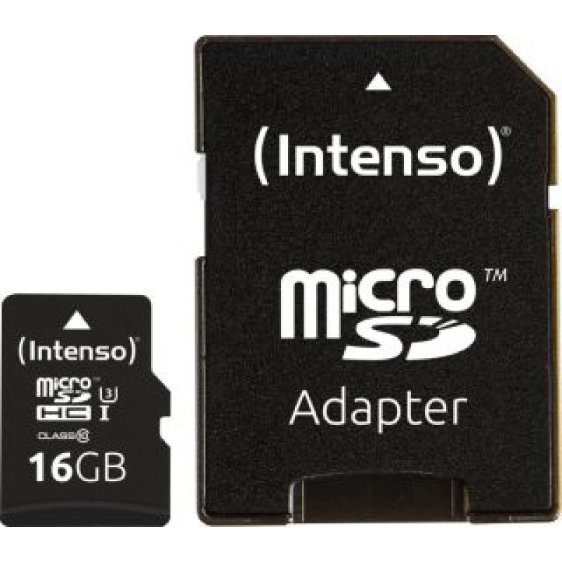 Intenso Cita datorprece Intenso  MEMORY MICRO SDHC 16GB C10/W/ADAPTER 3433470