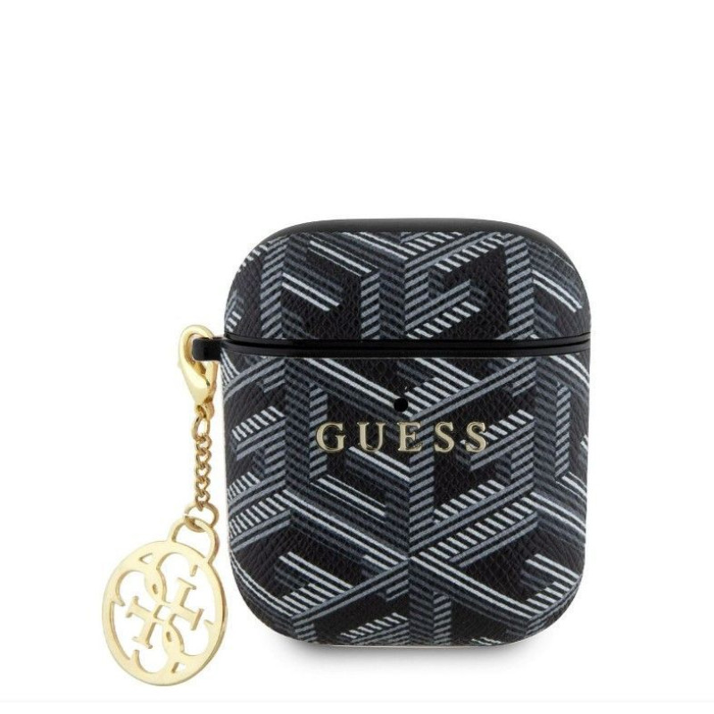 Guess Maciņš austiņām Guess Apple AirPods 1/2 PU G Cube Charm Case Black
