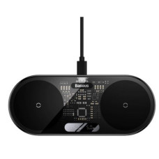 Baseus Bezvadu lādētājs Baseus Universal Digital LED Display dual wireless charger with digital display 20W Black